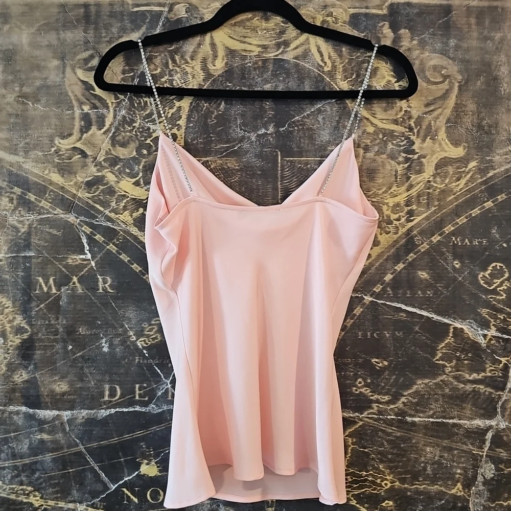 Zara Polyester Rhinestone Strap Blouse Pink Size XS - Picture 4 of 5
